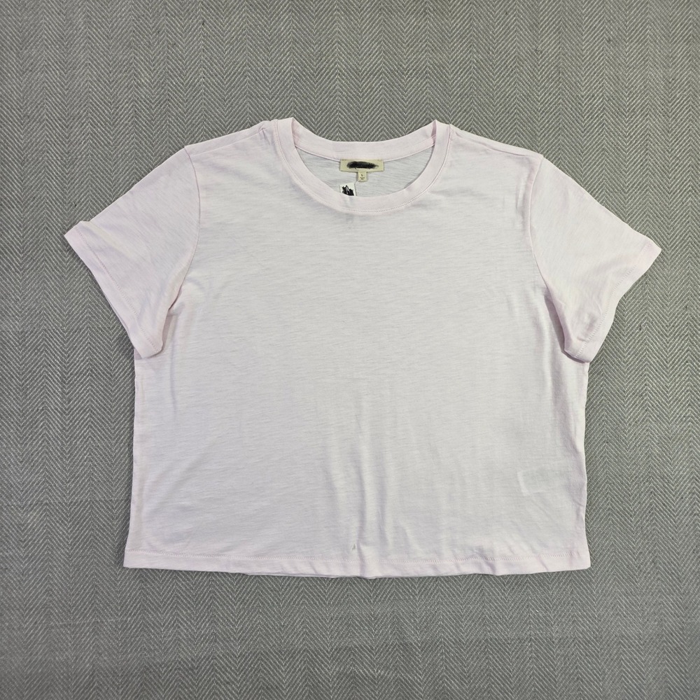 Madewell Northside Cropped Tee Pink Pima Cotton Slub T-Shirt NS568 Womens L